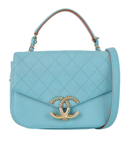 Small Cuba Top Handle Bag, Caviar Leather, Blue, 23587204, AC/E, 3*